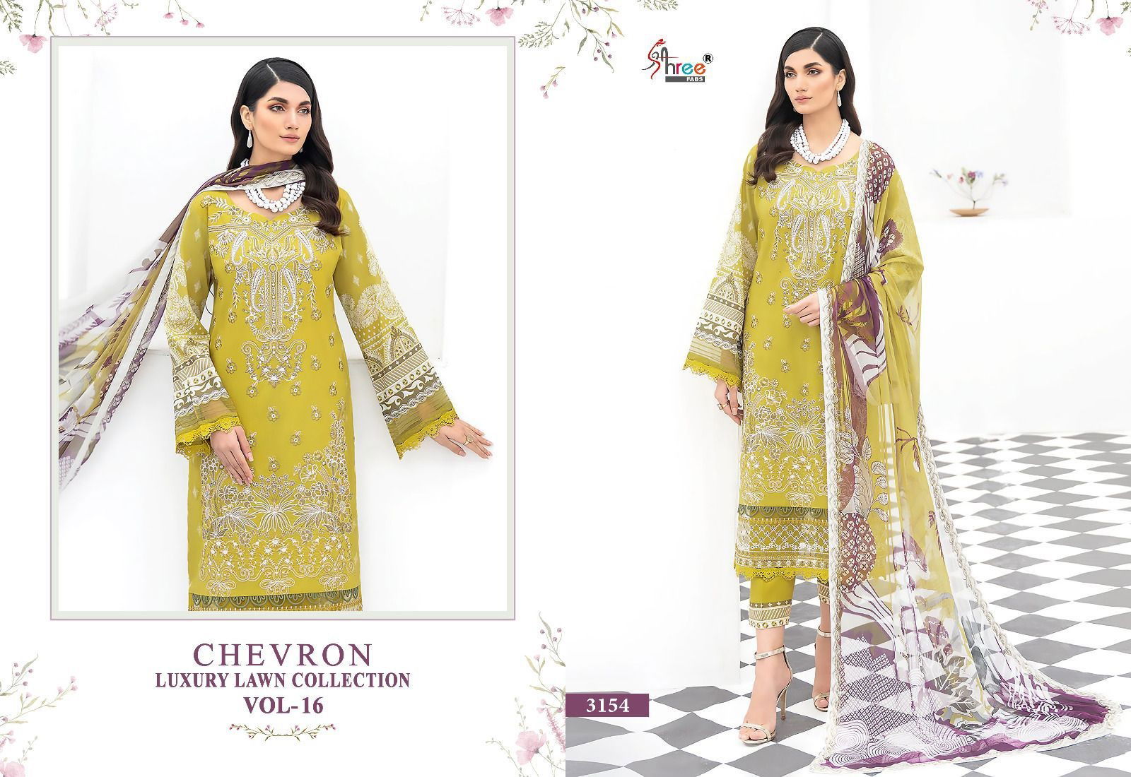 Shree Chevron Luxury Lawn Collection Vol 16 Pakistani Suits Catalog
